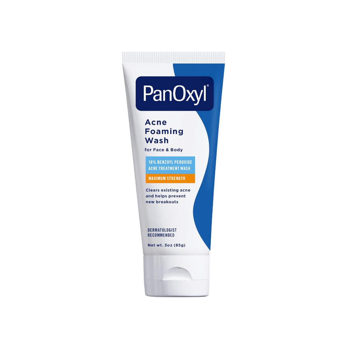 PanOxyl Acne Foaming Wash 10% Benzoyl Peroxide - Maximum Strength Antimicrobial - Travel Size 3 oz