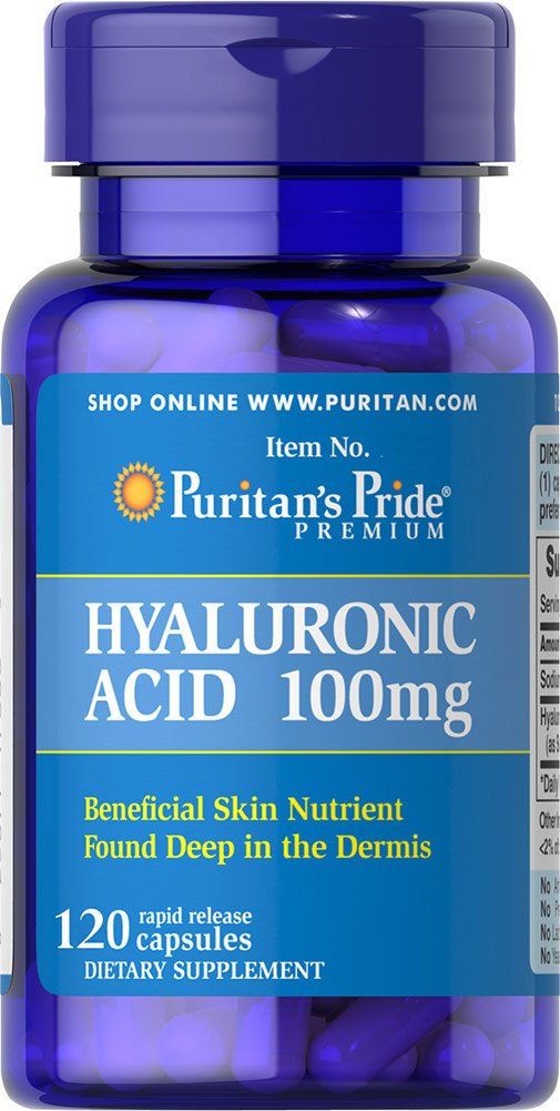 Puritan's Pride Hyaluronic Acid 100 Mg Capsules - 120 Count for Joint and Skin Health