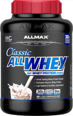 بروتين مصل اللبن الكلاسيكي AllWhey من ALLMAX Nutrition، خالٍ من الغلوتين، 24 غرامًا من البروتين لكل مغرفة، حوالي 49 حصة، بنكهة الكوكيز والكريمة، 5 أرطال 