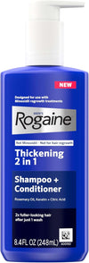 Rogaine Men's Thickening 2 in 1 Shampoo + Conditioner, Hair Thickening Shampoo & Conditioner with Rosemary Oil, Keratin & Citric Acid Leaves Hair Visibly Thicker, Not Minoxidil, 8.4 fl. oz .