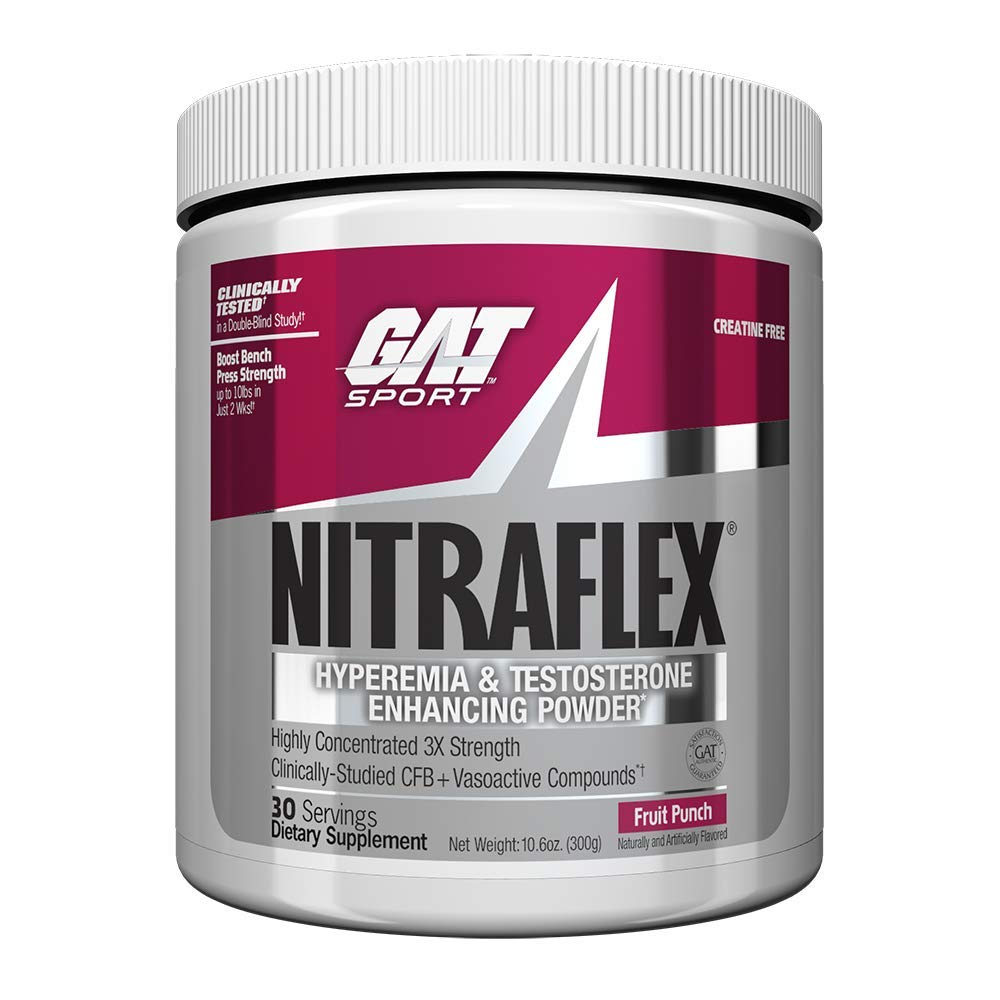 GAT Sport Nitraflex Pre-Workout Powder, Fruit Punch, 30 Servings