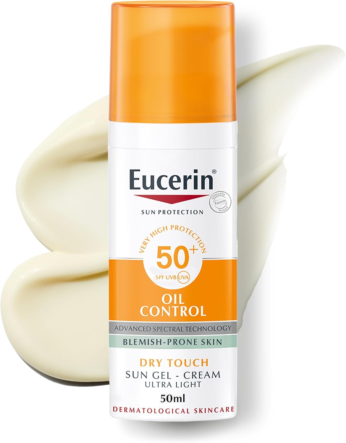جل-كريم Eucerin Oil Control للوقاية من الشمس SPF ٥٠+ للبشرة الدهنية والمعرضة لحب الشباب ومكافح اللمعان ٥٠ مل