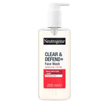 Neutrogena Clear & Defend+ Face Wash - Purifying Facial Wash for Acne-Prone Skin with Salicylic Acid and AHA/PHA - 200ml