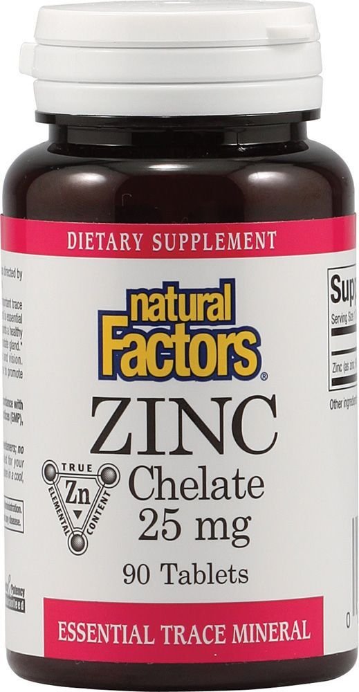 Natural Factors Zinc Chelate 25 mg - 90 Tablets for Immune Support