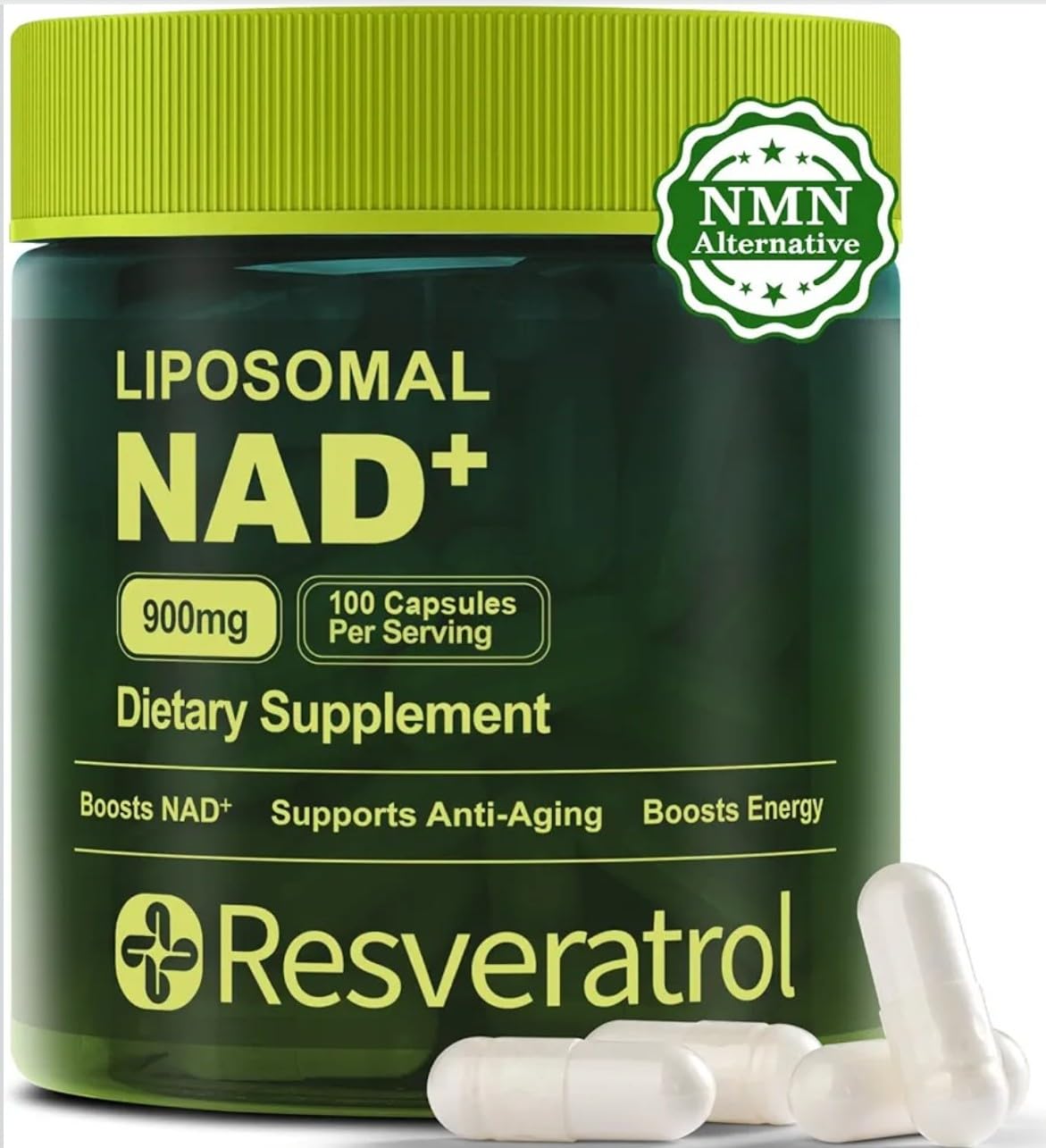 NAD Supplement with Resveratrol - 120 Capsules for Cellular Health & Anti-Aging
