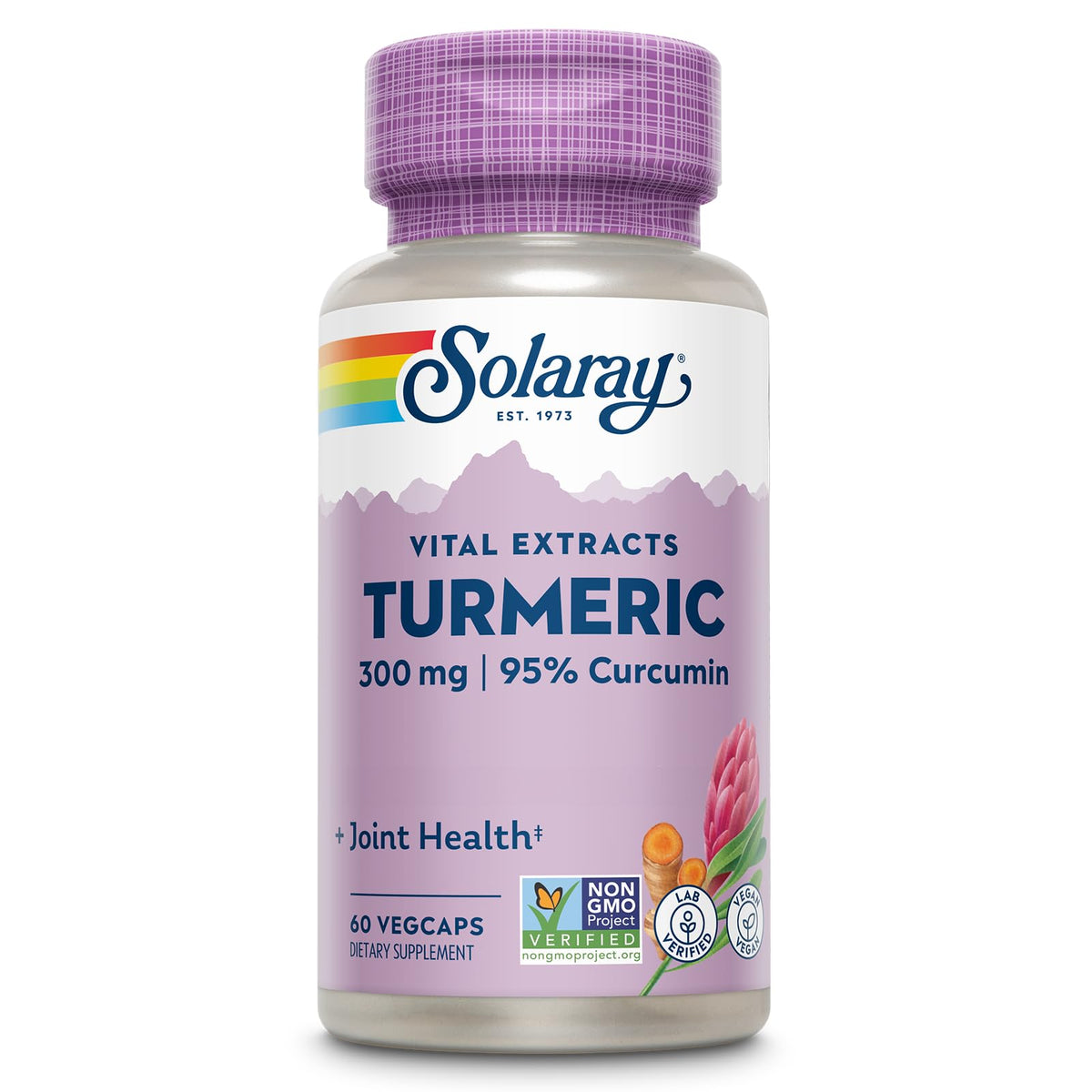 Solaray Turmeric Root Extract - 300 mg - 60 VegCaps - Natural Turmeric Supplement for Joint & Digestive Health