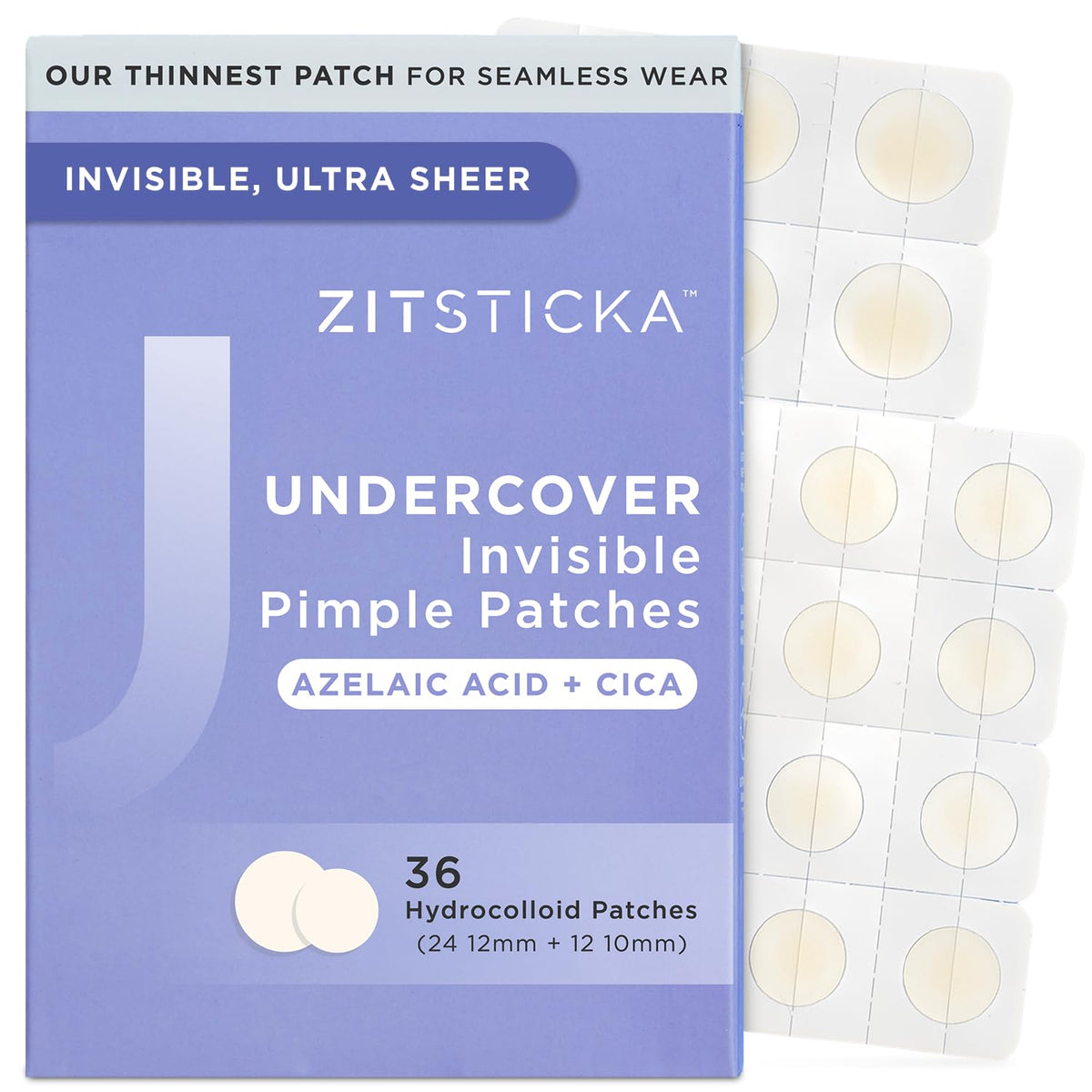 ZitSticka Invisible Ultra-Sheer Hydrocolloid Patches - UNDERCOVER Blemish Patches to Calm Skin and Redness