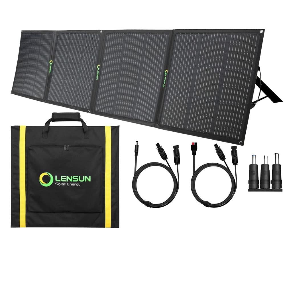 LensunSolar 200W Foldable Solar Panel with Leg Support - Goal Zero Compatible