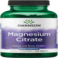 Swanson Magnesium Citrate, 225mg Super-Strength, 240 tabs
