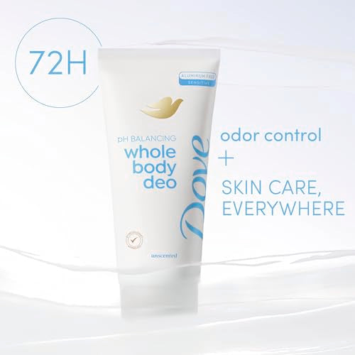 Dove Whole Body Deo Aluminum Free Invisible Cream Deodorant - Unscented - 72h Odor Control - 2.5 oz