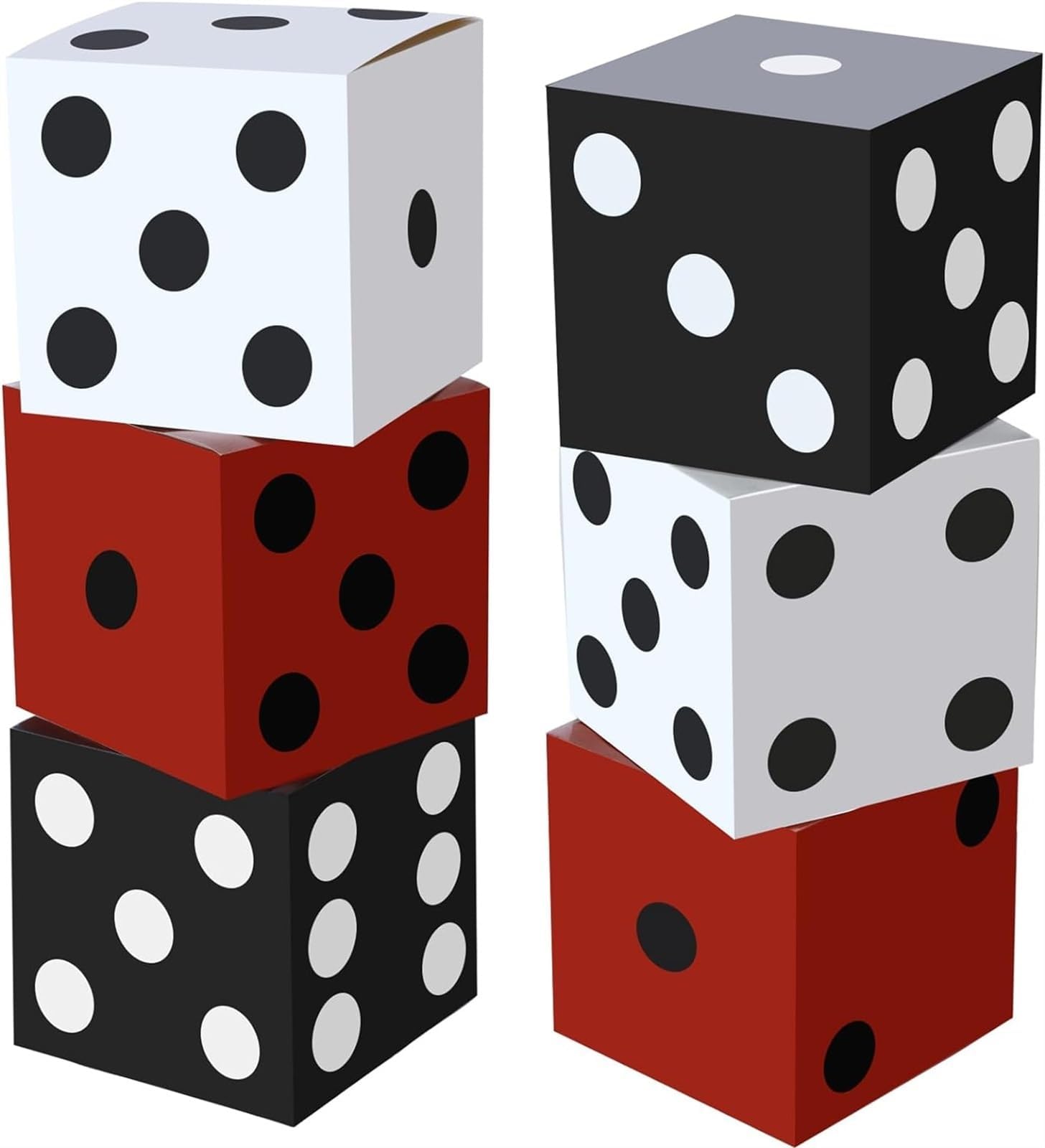 THE WHITE SHOP 6-Piece Dice Favor Boxes & Jumbo Dice Set – Casino Theme Party Decorations
