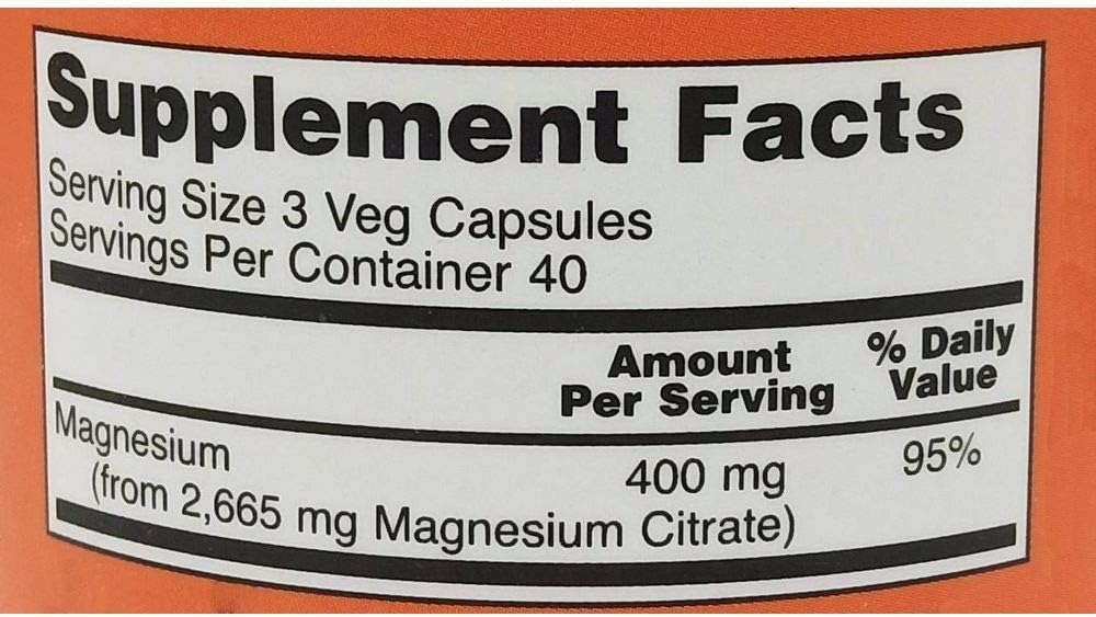 Now Foods, Magnesium Citrate,400 Mg,120 Veg Capsules