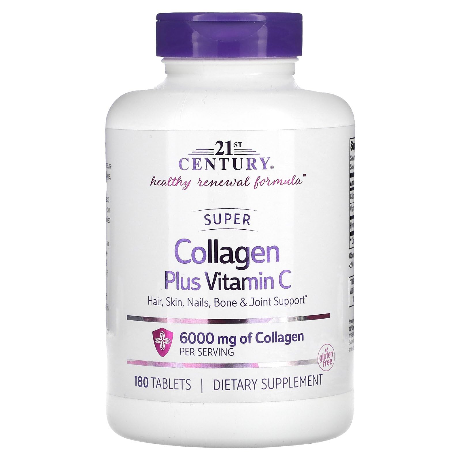 21st Century Super Collagen Plus Vitamin C - 6000mg - 180 Tablets - Skin, Hair & Nails