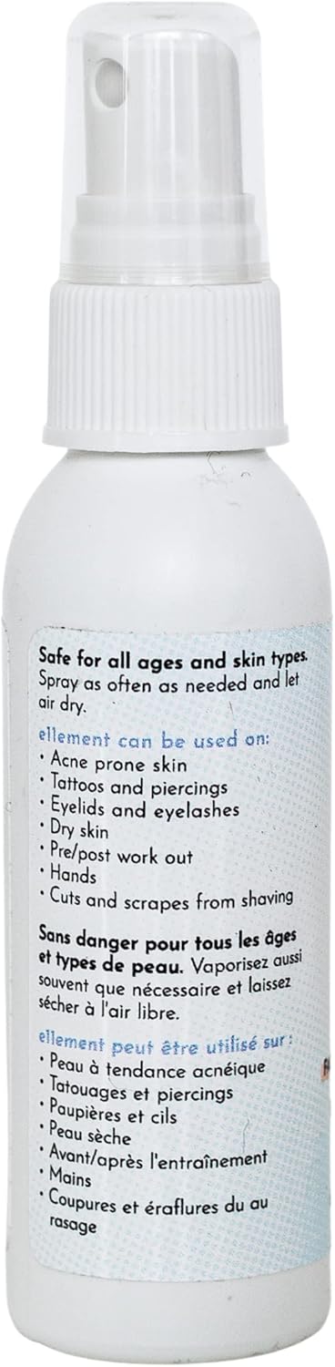 e11ement Hypochlorous Acid Cleanser for Adult and Teenage Acne & Eczema – Tattoo, Piercing & Post Procedure Aftercare – Post Workout Skin - Daily Toner, Dry Eye and Lash Spray (Medium 4 oz.)
