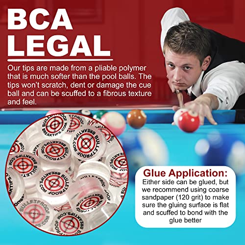 Professional Polymer Break & Jump Pool Cue Tip - Billiards Accessory Kit with Free Patch & Sticker