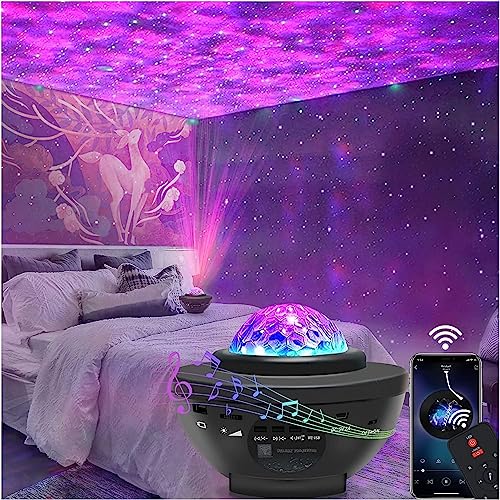SKY-TOUCH Galaxy Star Projector 3 in 1 - Bluetooth Night Light with 10 Colors, Timer, Remote Control, and Rechargeable Battery for Bedroom and Living Room