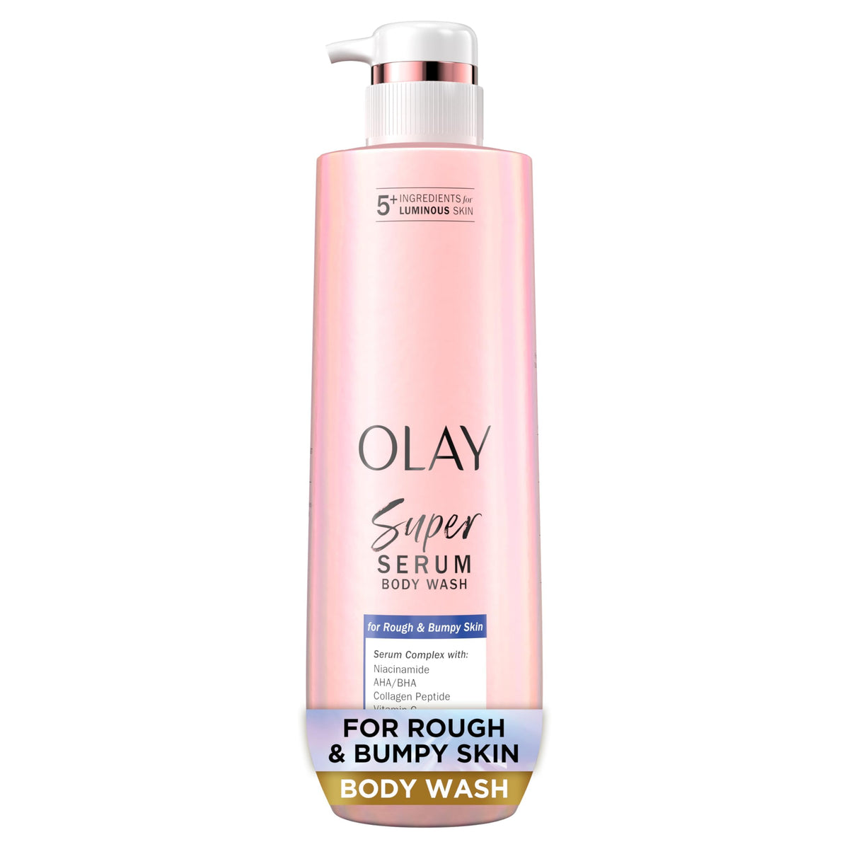 Olay Super Serum Body Wash for Rough & Bumpy Skin - Hydrating & Renewing with Exfoliating Minerals - 18.5 fl oz