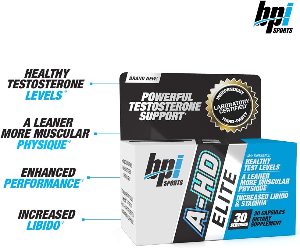 BPI Sports A-HD Elite testosterone booster for increased stamina, strength, and metabolism