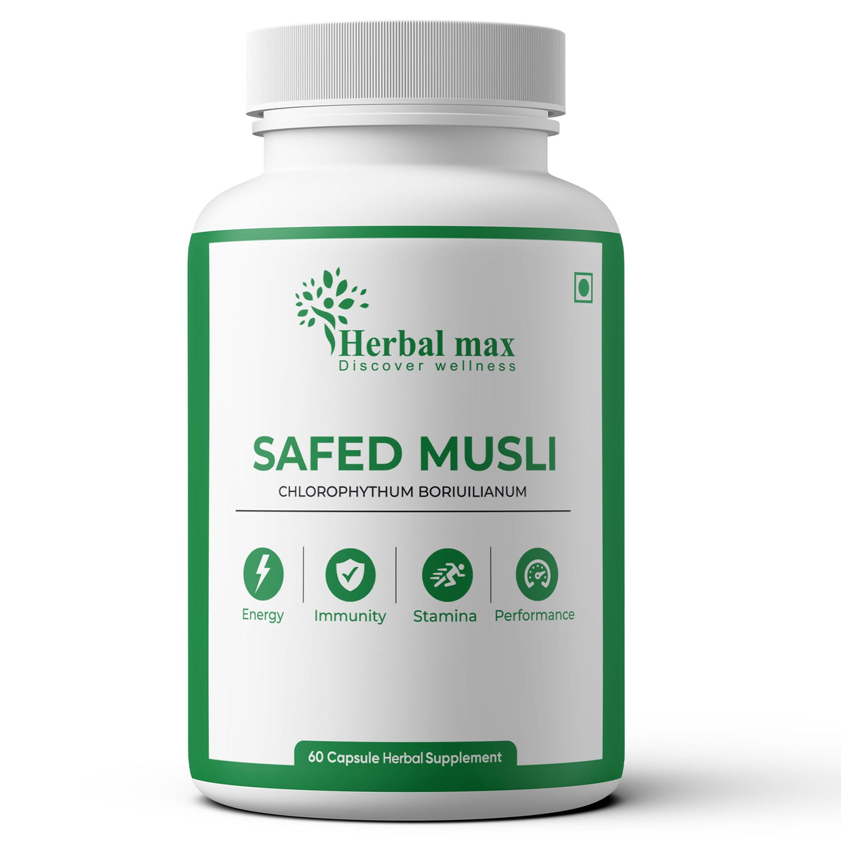 Herbal Max Safed Musli Capsules - Boost Energy, Stamina & Immunity Naturally, 800mg 60 Caps