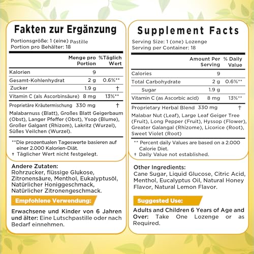 Herbion Naturals Honey Lemon Cough Lozenges - Natural Soothing Relief, 18 Count