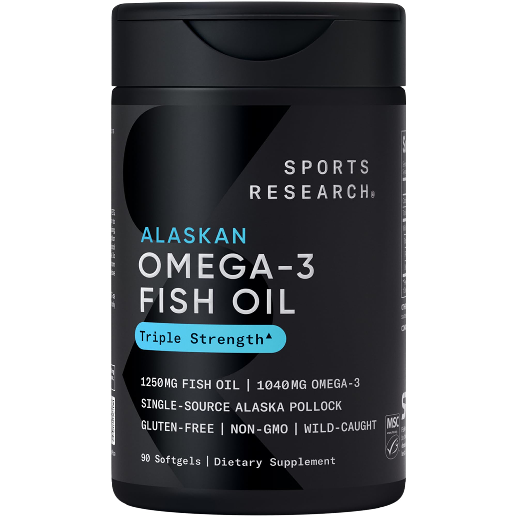 Sports Research Triple Strength Omega-3 1250mg Softgels - IFOS 5 Star Certified