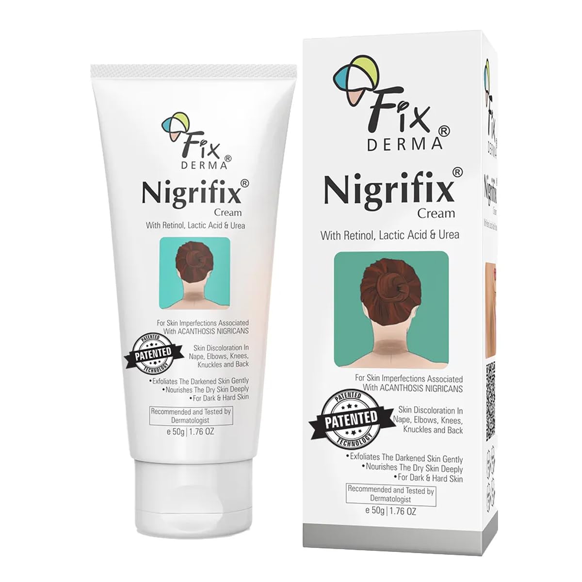 Fixderma Nigrifix Cream for Acanthosis Nigricans - Lactic Acid & Retinol Cream for Dark Body Parts - 50g
