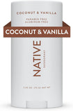 Native Deodorant - Natural Deodorant for Women and Men - Vegan, Gluten Free, Cruelty Free - Aluminum Free, Free of Parabens & Sulfates - Coconut & Vanilla