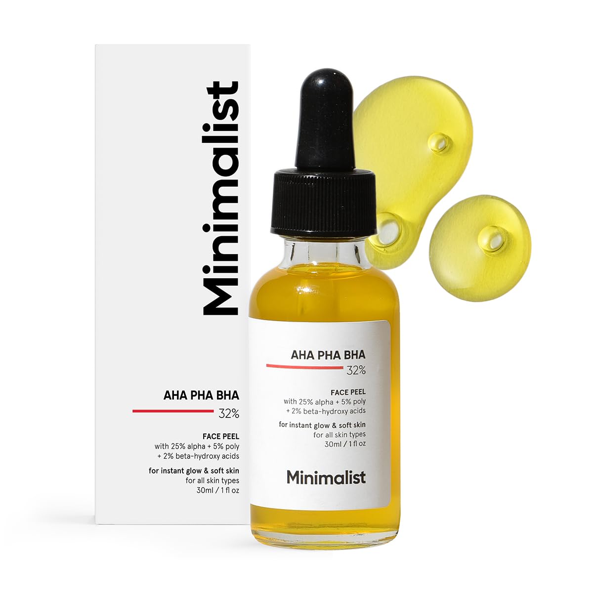 Minimalist AHA 25% + PHA 5% + BHA 2% Peeling Solution - Glowing Skin Exfoliant | 30ml