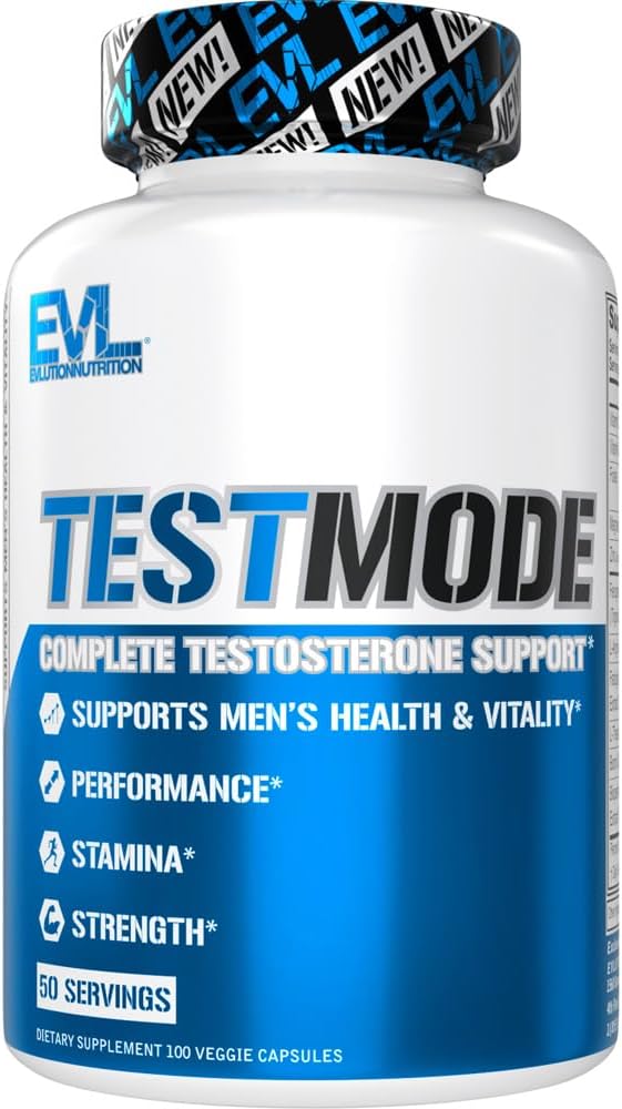Evlution Nutrition TestMode Complete Testosterone Support for Men | Enhances Vitality, Performance & Strength | 50 Servings, 100 Veggie Capsules