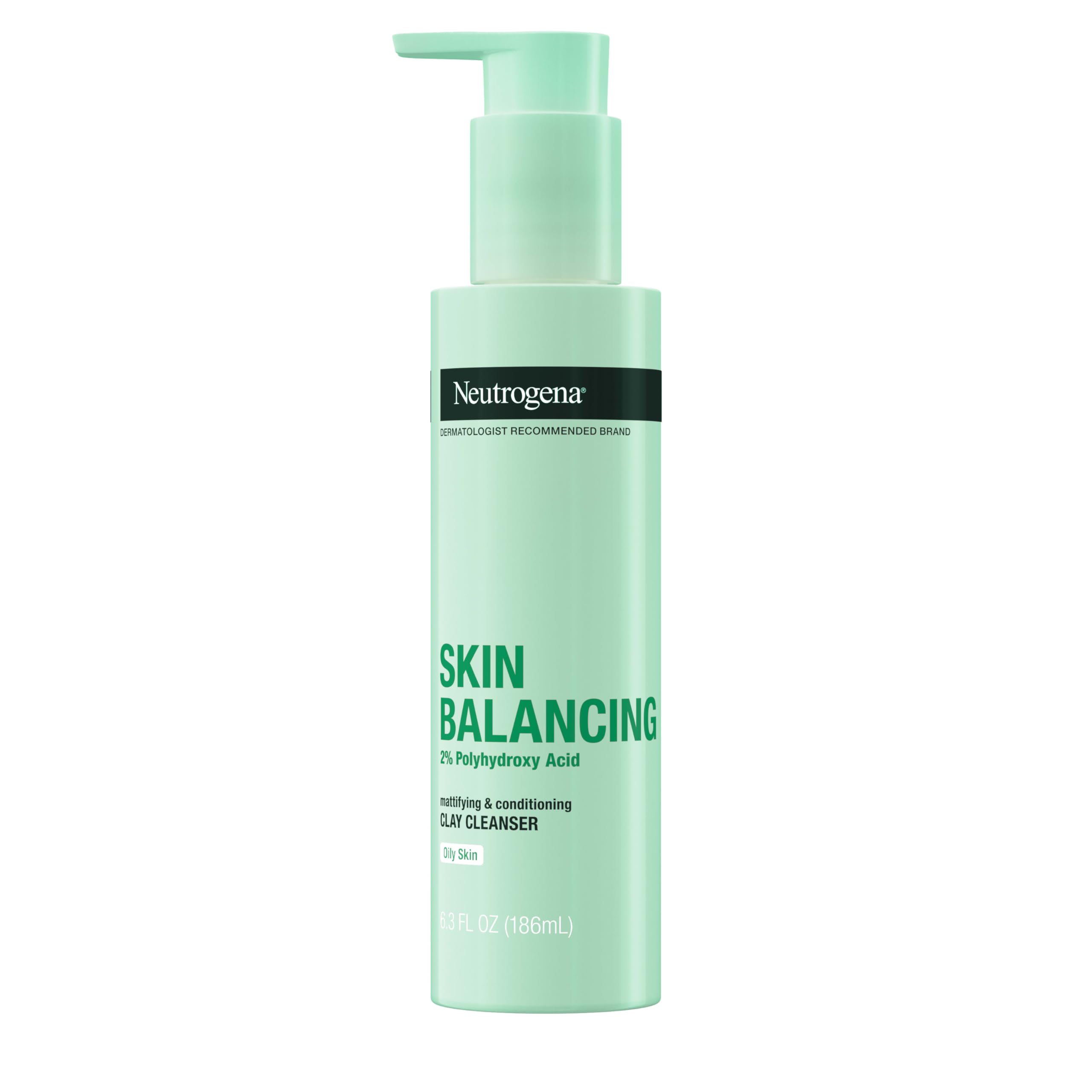 Neutrogena Skin Balancing Kaolin Clay Cleanser with 2% PHA - Mattifying & Conditioning for Oily Skin, 6.3 oz