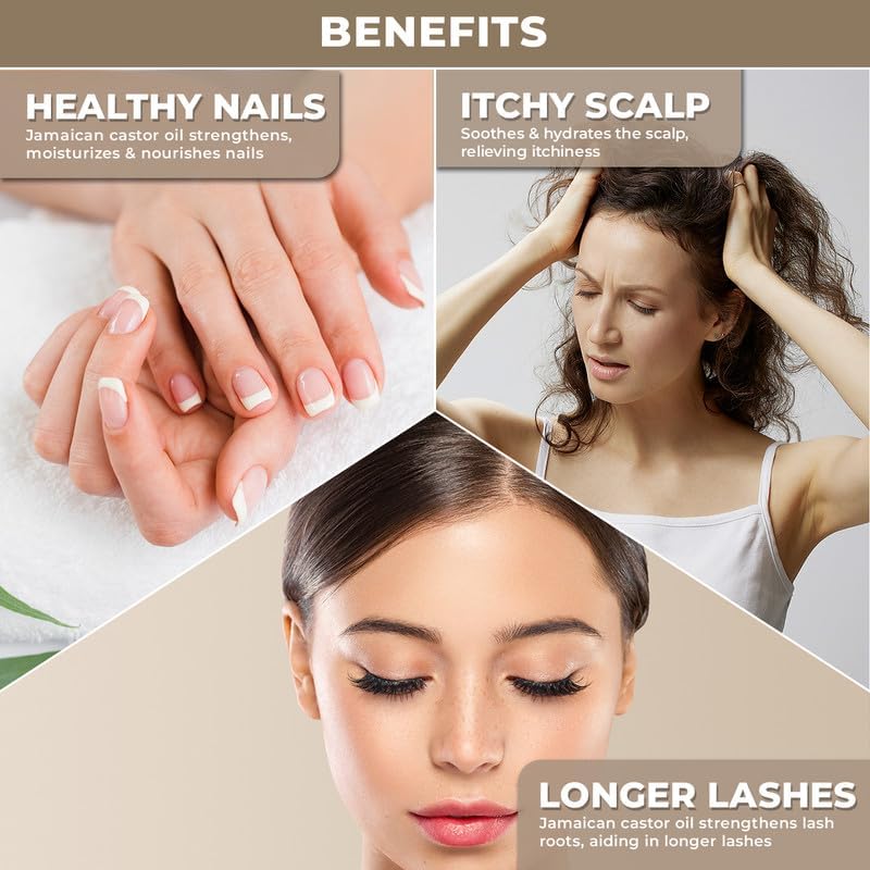 organic forest Black Jamaican Castor Oil 100% Pure Cold Pressed Unrefined - Best for Hair, Skin, Eyebrows & Eyelashes - Natural Vegan Formula