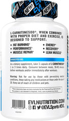 Evolution EVL L-Carnitine Supplement for Weight Loss Support - L carnitine 500mg Diet Pills for Weight Loss Lean Muscle Growth and Fat Burning Support with Stimulant Free L Tartrate - 120 Servings