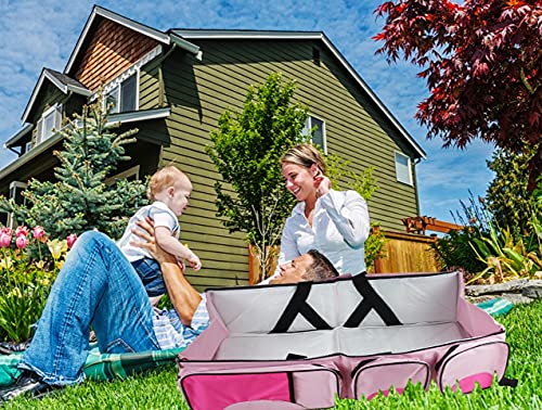 Biki Baby Travel Cot Bag 3 In 1 - Foldable Travel Crib, Nappy Changing Station & Diaper Bag