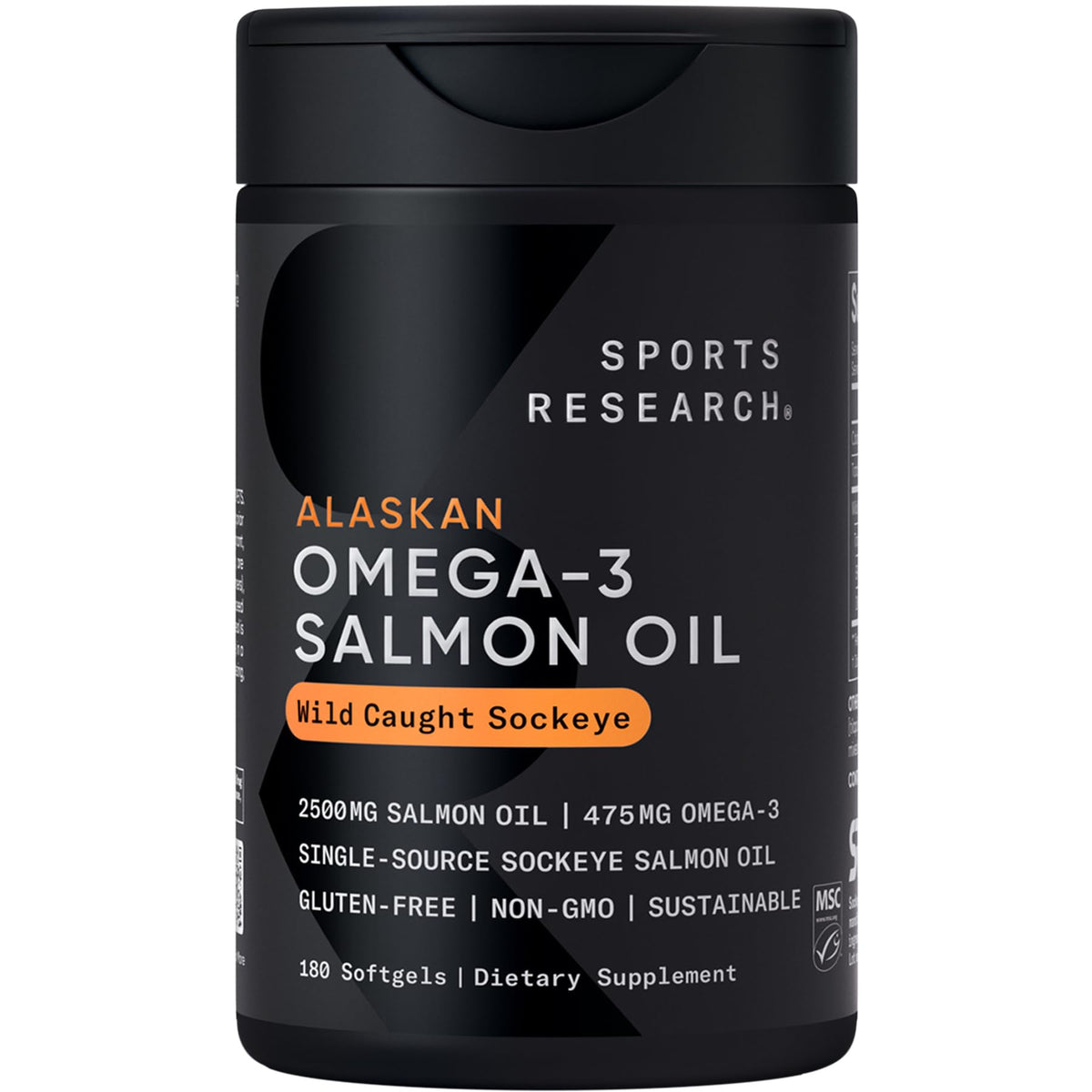 Sports Research Wild Caught Sockeye Alaskan Omega-3 Salmon Oil - 180 Softgels