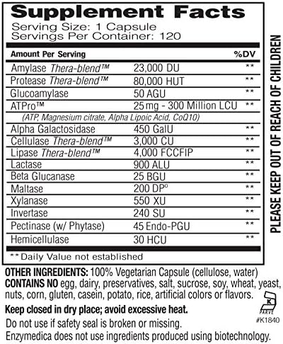 Enzymedica Digest Gold with ATPro: Superior Digestive Enzyme Support (120 Capsules)