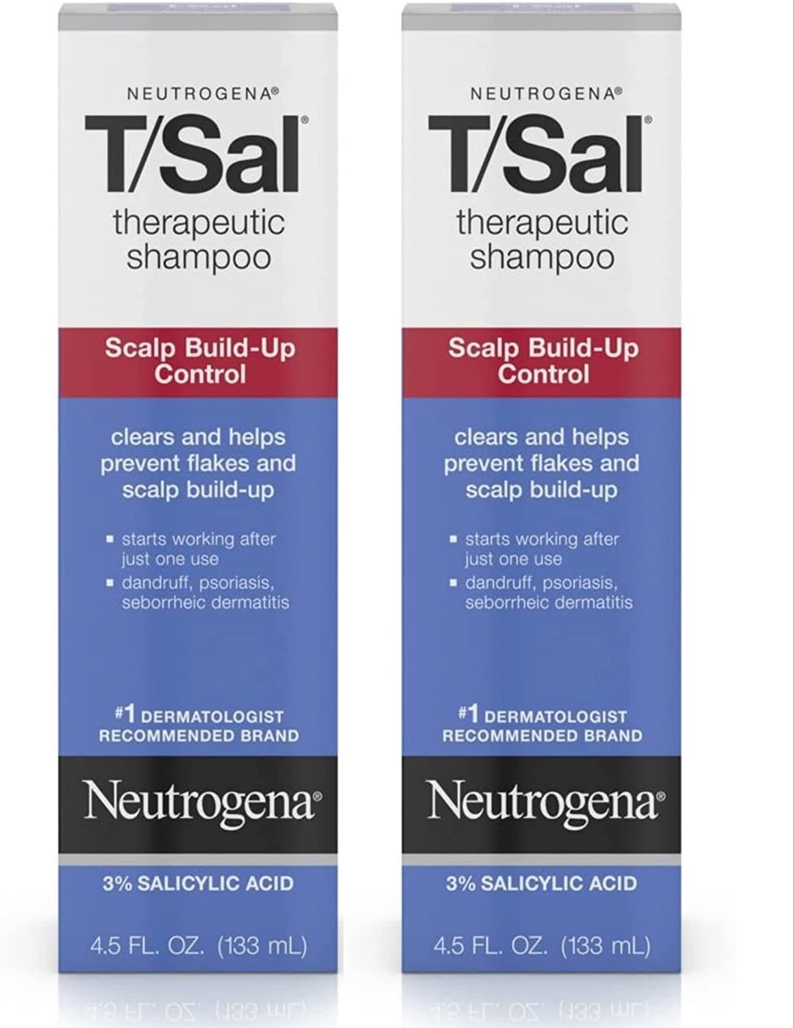 Neutrogena T/Sal Therapeutic Shampoo - Salicylic Acid for Scalp Build-Up Control - 4.5 fl. oz (Pack of 2)