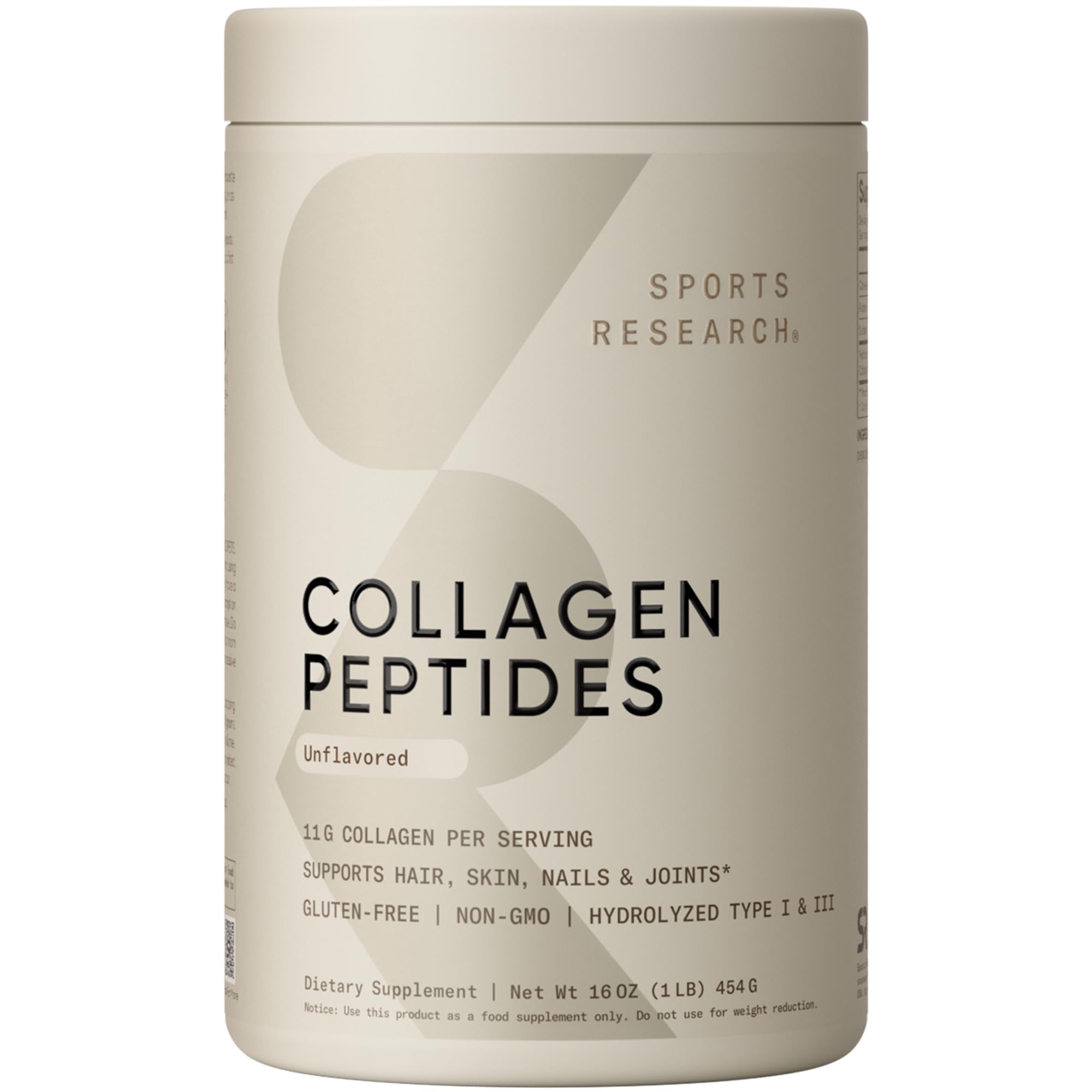 Sports Research Collagen Peptides Unflavored - 454g Powder