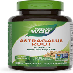 Nature's Way Astragalus Root, Traditional Immune Support*, 1,410 mg per 3-Capsule Serving, Non-GMO Project Verified, Vegan, 100 Capsules (Packaging May Vary)