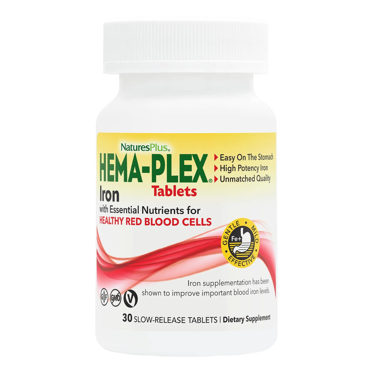 Nature's Plus Hema-Plex 30 Sustained Release Tablets - Iron & B-Complex Supplement