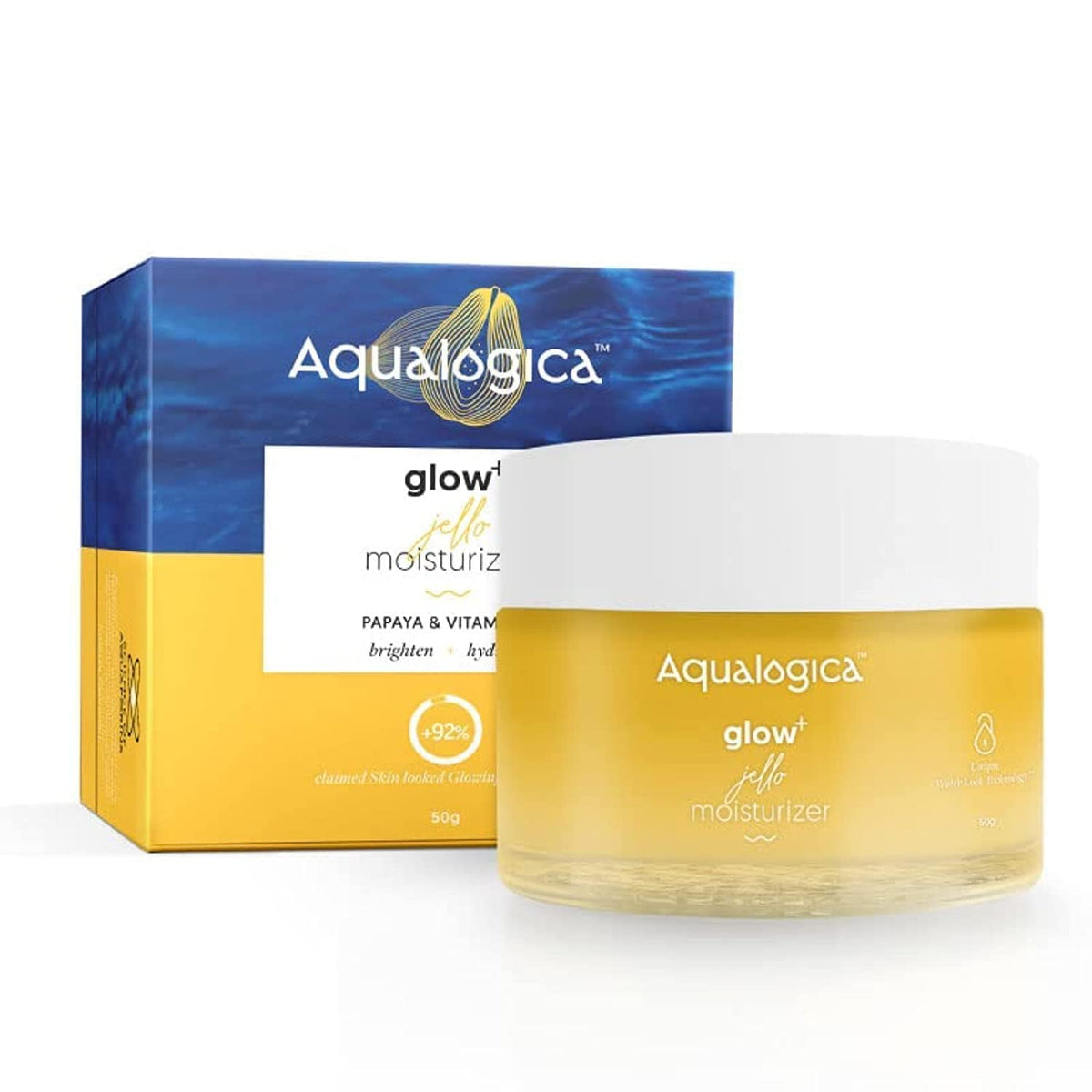 Aqualogica Glow+ Jello Moisturiser – Vitamin C, Papaya & Hyaluronic Acid Hydrating Gel 50g