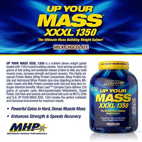 MHP Up Your Mass XXXL 1350 Mass Gainer - Milk Chocolate Flavor, 6lb Tub for Rapid Muscle Gain