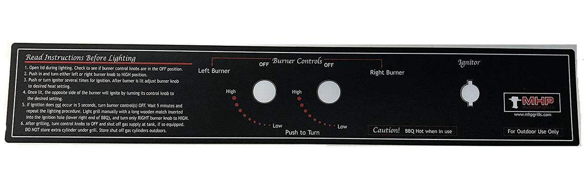 Modernhome MHP Gas Grill Control Panel - Black Label (20.75" x 3.125")