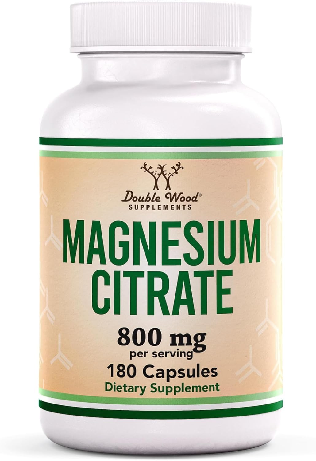 Magnesium Citrate 400mg Capsules - High Absorption for Relaxation & Digestion | 180 Vegan Count by Double Wood Supplements