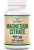 Magnesium Citrate 400mg Capsules - High Absorption for Relaxation & Digestion | 180 Vegan Count by Double Wood Supplements
