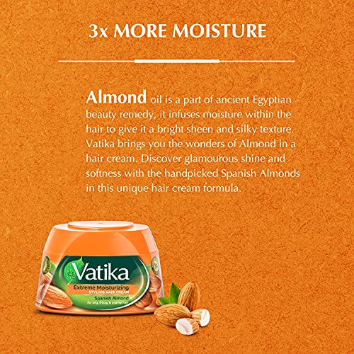 Vatika Naturals Extreme Moisturizing Styling Hair Cream (2 x 140ml) - Spanish Almond - For Dry, Frizzy & Coarse Hair