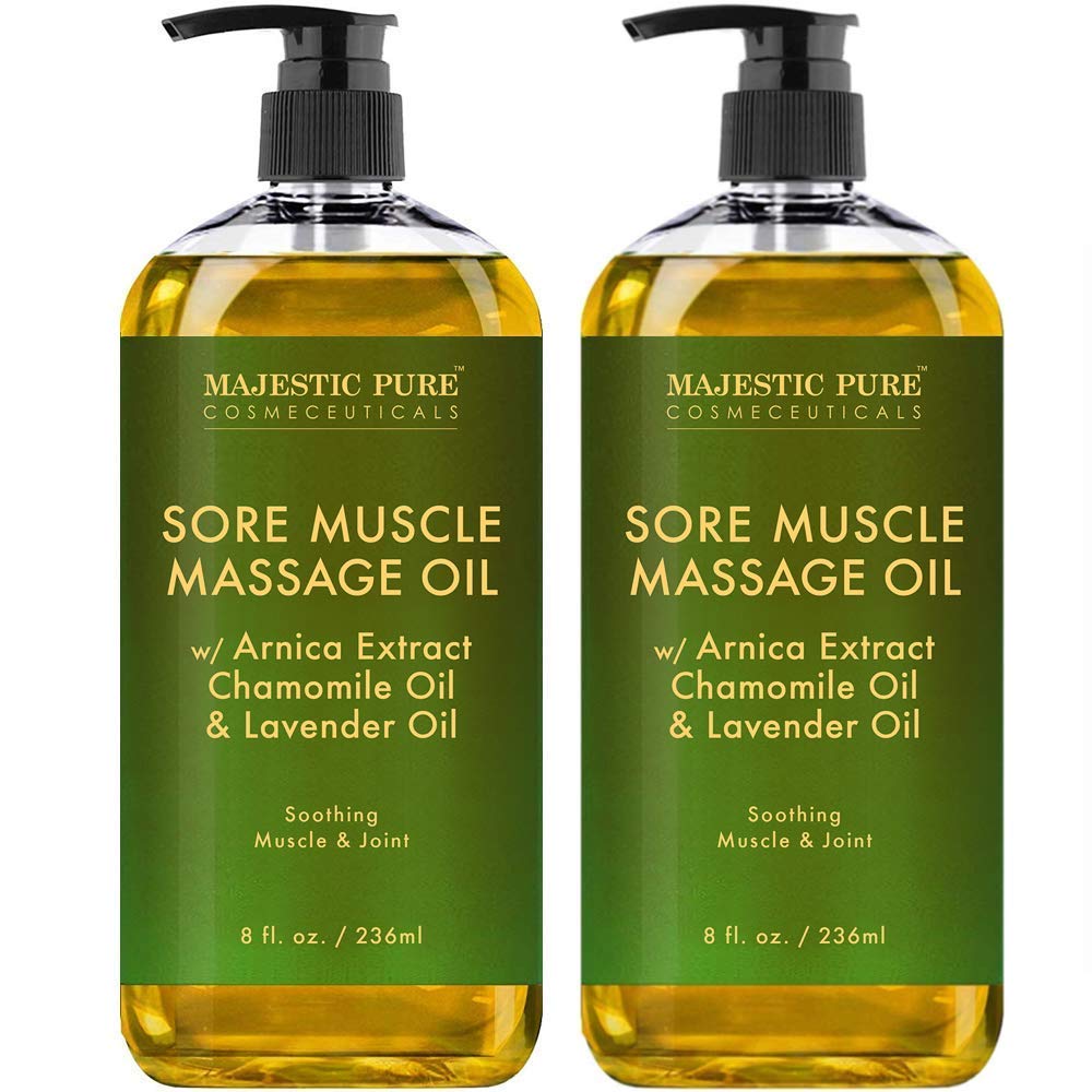 Majestic Pure Arnica Sore Muscle Massage Oil - Lavender & Chamomile - 8 Fl. Oz (Set of 2)