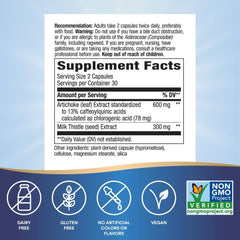 Nature's Way Artichoke Premium Extract, Supports Digestion*, Non-GMO Project Verified, Vegan, Gluten-Free, 60 Capsules (Packaging May Vary)