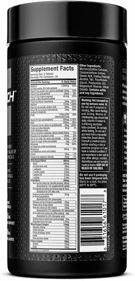 Muscletech Platinum Multi Vitamin Daily Nutritional Support with Advanced Enzymes & Mineral Complex for Immune Support from Vitamin C & Zinc for Elite Athletes and Active Individuals, 90 Count