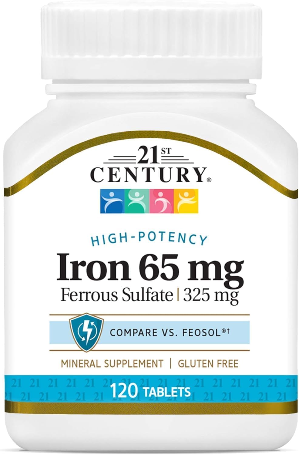 21st Century Iron 65mg Supplement - 120 Tablets - Energy & Red Blood Cell Support