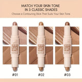 2-in-1 Highlighter & Contour Stick Trio - Multi-Shade Skincare-Inspired Makeup for Flawless, Defined Skin
